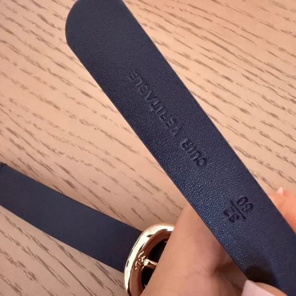 Black Leather Belt with Gold Medallion Details Gold End Leather Belt – Cynthia Rowley main image 3
